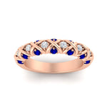 Load image into Gallery viewer, xoxo-half-eternity-diamond-wedding-band-with-sapphire-in-rose-gold-FD11380HBGSABL-NL-RG
