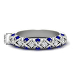 Load image into Gallery viewer, xoxo-half-eternity-diamond-wedding-band-with-sapphire-in-white-gold-FD11380HBGSABL-NL-WG
