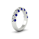 Load image into Gallery viewer, xoxo-half-eternity-diamond-wedding-band-with-sapphire-in-white-gold-FD11380HBGSABL-NL-WG
