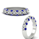 Load image into Gallery viewer, xoxo-half-eternity-diamond-wedding-band-with-sapphire-in-white-gold-FD11380HBGSABL-NL-WG
