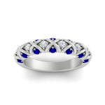 Load image into Gallery viewer, xoxo-half-eternity-diamond-wedding-band-with-sapphire-in-white-gold-FD11380HBGSABL-NL-WG
