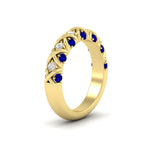 Load image into Gallery viewer, xoxo-half-eternity-diamond-wedding-band-with-sapphire-in-yellow-gold-FD11380HBGSABL-NL-YG
