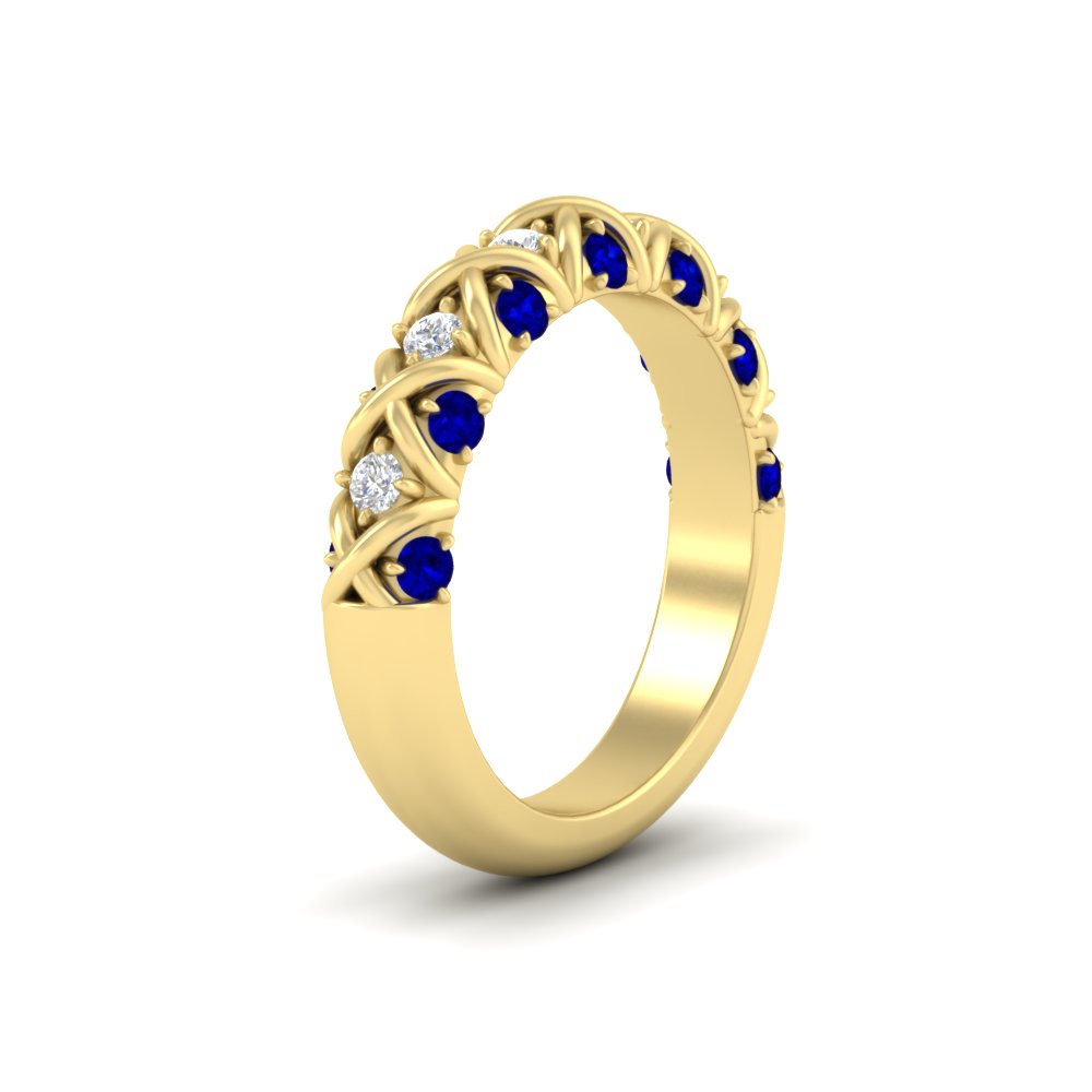 xoxo-half-eternity-diamond-wedding-band-with-sapphire-in-yellow-gold-FD11380HBGSABL-NL-YG