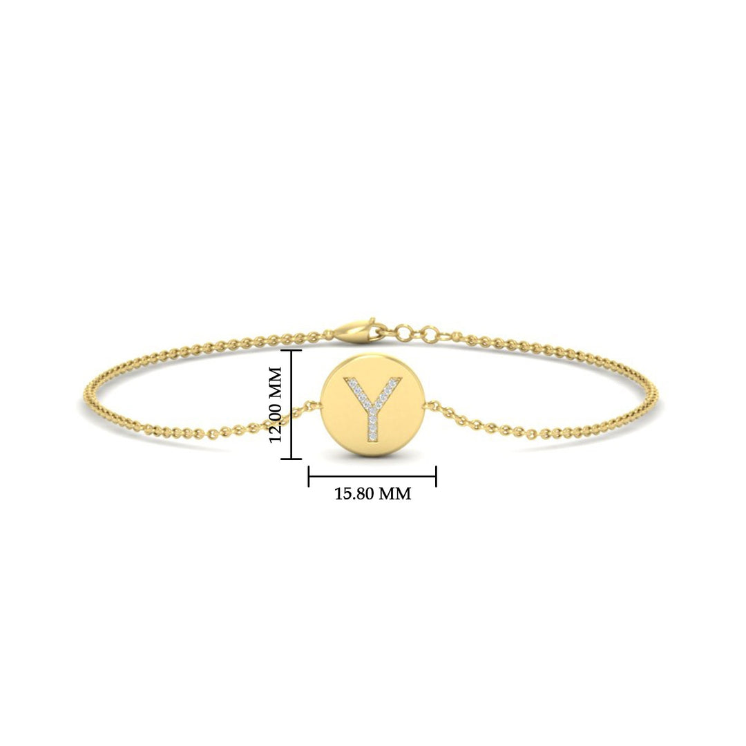 Alphabet disc diamond bracelet