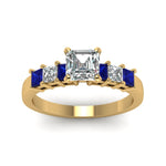 Load image into Gallery viewer, yellow-gold-asscher-white-diamond-engagement-wedding-ring-with-blue-sapphire-in-prong-set-FDENS1027ASRGSABLANGLE5-NL-YG_a5b3eda7-c112-45db-8e6a-752a37102d78

