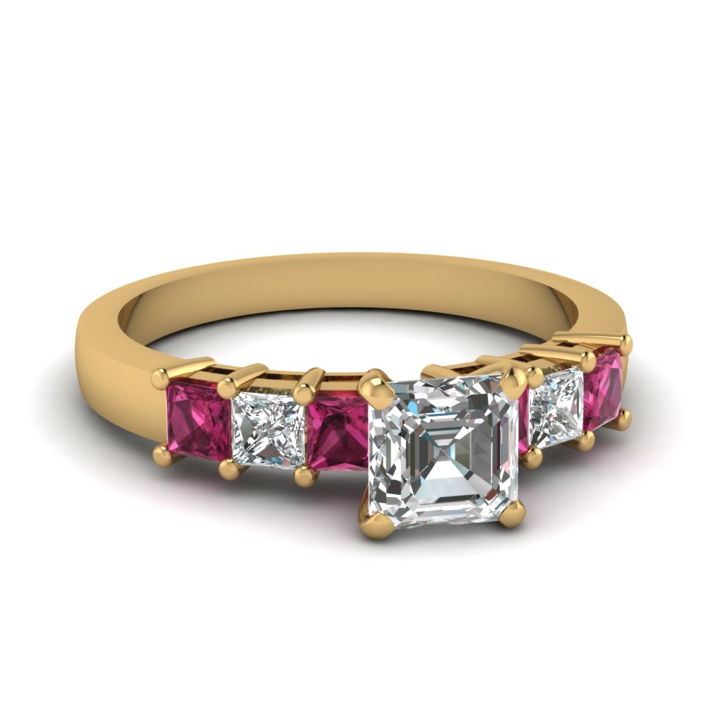 yellow-gold-asscher-white-diamond-engagement-wedding-ring-with-dark-pink-sapphire-in-prong-set-FDENS1027ASRGSADRPI-NL-YG_29f11222-60a4-4224-90e7-da7db73b4128