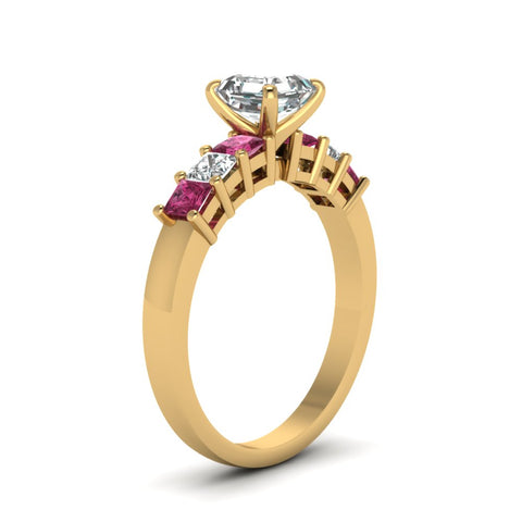 yellow-gold-asscher-white-diamond-engagement-wedding-ring-with-dark-pink-sapphire-in-prong-set-FDENS1027ASRGSADRPIANGLE2-NL-YG