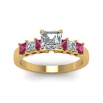Load image into Gallery viewer, yellow-gold-asscher-white-diamond-engagement-wedding-ring-with-dark-pink-sapphire-in-prong-set-FDENS1027ASRGSADRPIANGLE5-NL-YG_f77ac362-2c85-4810-9adc-652008e71671

