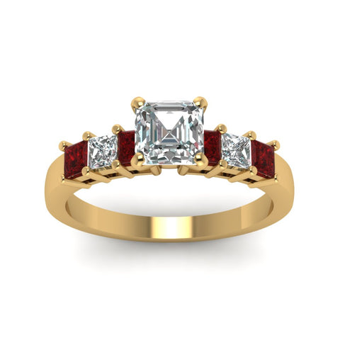 yellow-gold-asscher-white-diamond-engagement-wedding-ring-with-red-ruby-in-prong-set-FDENS1027ASRGRUDRANGLE5-NL-YG