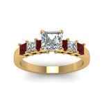 Load image into Gallery viewer, yellow-gold-asscher-white-diamond-engagement-wedding-ring-with-red-ruby-in-prong-set-FDENS1027ASRGRUDRANGLE5-NL-YG_886a7969-bffe-405b-a44c-5a1e54c86cd7
