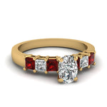 Load image into Gallery viewer, yellow-gold-cushion-white-diamond-engagement-wedding-ring-with-red-ruby-in-prong-set-FDENS1027CURGRUDR-NL-YG
