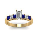 Load image into Gallery viewer, yellow-gold-emerald-white-diamond-engagement-wedding-ring-with-blue-sapphire-in-prong-set-FDENS1027EMRGSABLANGLE5-NL-YG
