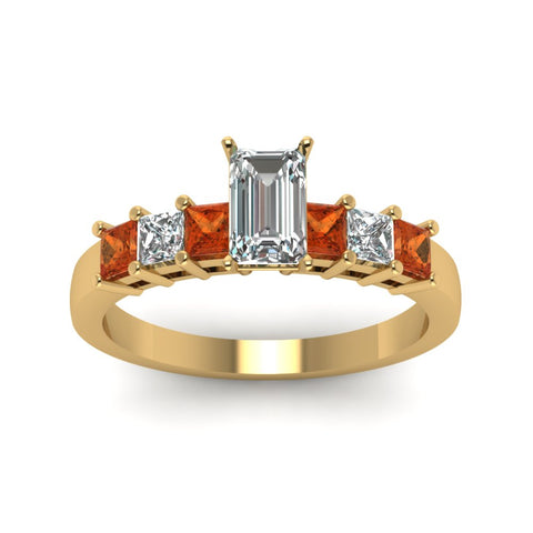 yellow-gold-emerald-white-diamond-engagement-wedding-ring-with-orange-sapphire-in-prong-set-FDENS1027EMRGSAORANGLE5-NL-YG_18224253-aa15-4b69-b7c2-ab5f30d03dee