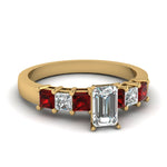 Load image into Gallery viewer, yellow-gold-emerald-white-diamond-engagement-wedding-ring-with-red-ruby-in-prong-set-FDENS1027EMRGRUDR-NL-YG_388f193e-c184-4e98-8db8-8d36513ca8e4

