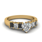 Load image into Gallery viewer, yellow-gold-heart-white-diamond-engagement-wedding-ring-with-black-diamond-in-prong-set-FDENS1027HTRGBLACK-NL-YG
