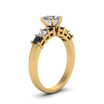 Load image into Gallery viewer, yellow-gold-heart-white-diamond-engagement-wedding-ring-with-black-diamond-in-prong-set-FDENS1027HTRGBLACKANGLE2-NL-YG
