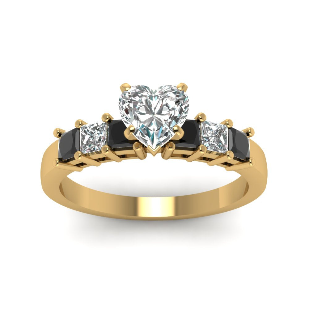 yellow-gold-heart-white-diamond-engagement-wedding-ring-with-black-diamond-in-prong-set-FDENS1027HTRGBLACKANGLE5-NL-YG