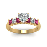 Load image into Gallery viewer, yellow-gold-heart-white-diamond-engagement-wedding-ring-with-dark-pink-sapphire-in-prong-set-FDENS1027HTRGSADRPIANGLE5-NL-YG
