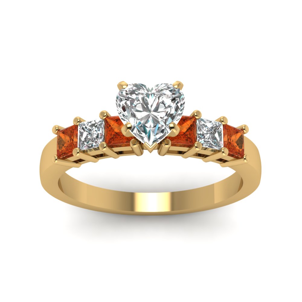 yellow-gold-heart-white-diamond-engagement-wedding-ring-with-orange-sapphire-in-prong-set-FDENS1027HTRGSAORANGLE5-NL-YG