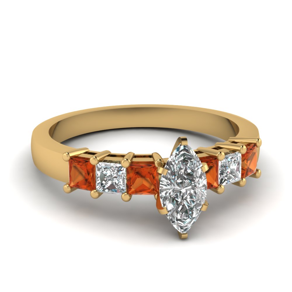 yellow-gold-marquise-white-diamond-engagement-wedding-ring-with-orange-sapphire-in-prong-set-FDENS1027MQRGSAOR-NL-YG
