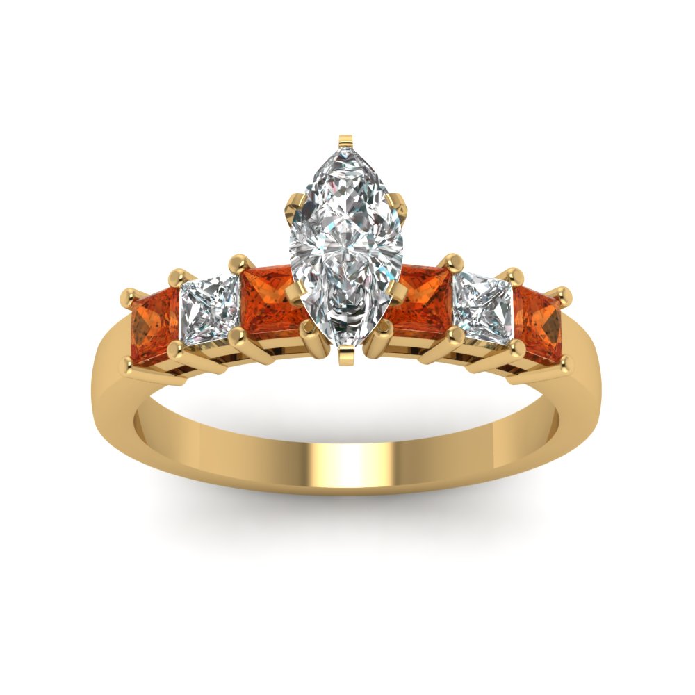 yellow-gold-marquise-white-diamond-engagement-wedding-ring-with-orange-sapphire-in-prong-set-FDENS1027MQRGSAORANGLE5-NL-YG