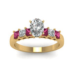 Load image into Gallery viewer, yellow-gold-oval-white-diamond-engagement-wedding-ring-with-dark-pink-sapphire-in-prong-set-FDENS1027OVRGSADRPIANGLE5-NL-YG_61534cf4-7541-4842-8d08-cc741c3c16a0
