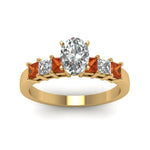 Load image into Gallery viewer, yellow-gold-oval-white-diamond-engagement-wedding-ring-with-orange-sapphire-in-prong-set-FDENS1027OVRGSAORANGLE5-NL-YG
