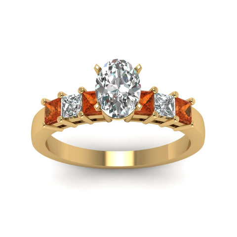 yellow-gold-oval-white-diamond-engagement-wedding-ring-with-orange-sapphire-in-prong-set-FDENS1027OVRGSAORANGLE5-NL-YG
