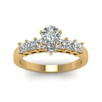 Load image into Gallery viewer, yellow-gold-pear-white-diamond-engagement-wedding-ring-in-prong-set-FDENS1027PERANGLE5-Nl-YG
