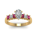Load image into Gallery viewer, yellow-gold-pear-white-diamond-engagement-wedding-ring-with-dark-pink-sapphire-in-prong-set-FDENS1027PERGSADRPIANGLE5-NL-YG
