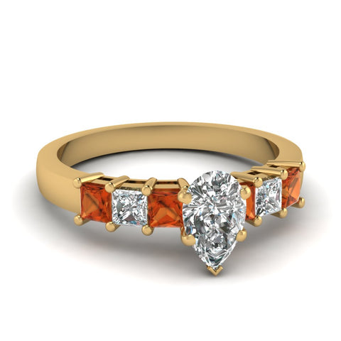 yellow-gold-pear-white-diamond-engagement-wedding-ring-with-orange-sapphire-in-prong-set-FDENS1027PERGSAOR-NL-YG