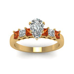 Load image into Gallery viewer, yellow-gold-pear-white-diamond-engagement-wedding-ring-with-orange-sapphire-in-prong-set-FDENS1027PERGSAORANGLE5-NL-YG
