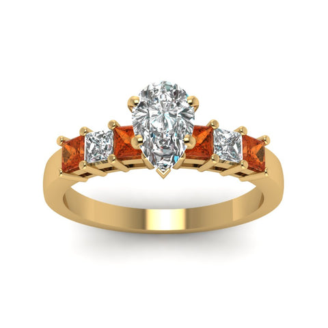 yellow-gold-pear-white-diamond-engagement-wedding-ring-with-orange-sapphire-in-prong-set-FDENS1027PERGSAORANGLE5-NL-YG