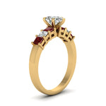 Load image into Gallery viewer, yellow-gold-pear-white-diamond-engagement-wedding-ring-with-red-ruby-in-prong-set-FDENS1027PERGRUDRANGLE2-NL-YG
