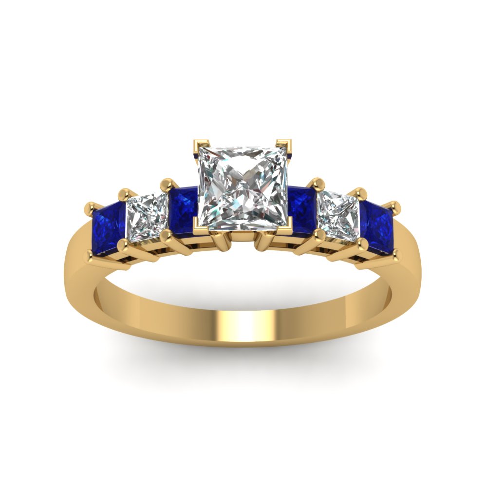 yellow-gold-princess-white-diamond-engagement-wedding-ring-with-blue-sapphire-in-prong-set-FDENS1027PRRGSABLANGLE5-NL-YG