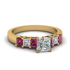 Load image into Gallery viewer, yellow-gold-princess-white-diamond-engagement-wedding-ring-with-dark-pink-sapphire-in-prong-set-FDENS1027PRRGSADRPI-NL-YG
