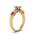 Load image into Gallery viewer, yellow-gold-princess-white-diamond-engagement-wedding-ring-with-dark-pink-sapphire-in-prong-set-FDENS1027PRRGSADRPIANGLE2-NL-YG
