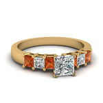 Load image into Gallery viewer, yellow-gold-princess-white-diamond-engagement-wedding-ring-with-orange-sapphire-in-prong-set-FDENS1027PRRGSAOR-NL-YG
