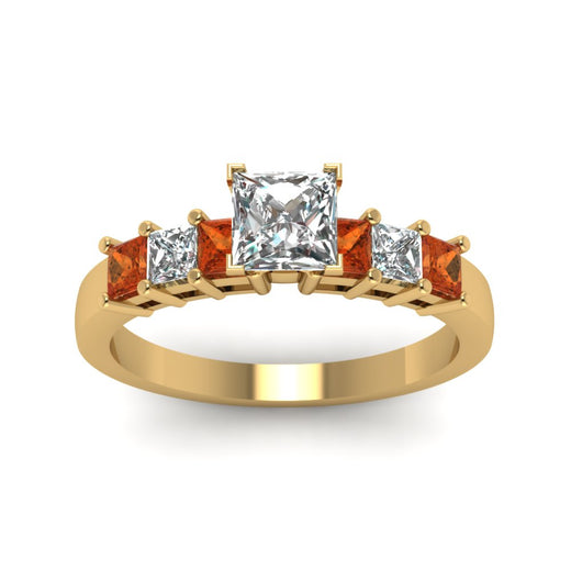 yellow-gold-princess-white-diamond-engagement-wedding-ring-with-orange-sapphire-in-prong-set-FDENS1027PRRGSAORANGLE5-NL-YG