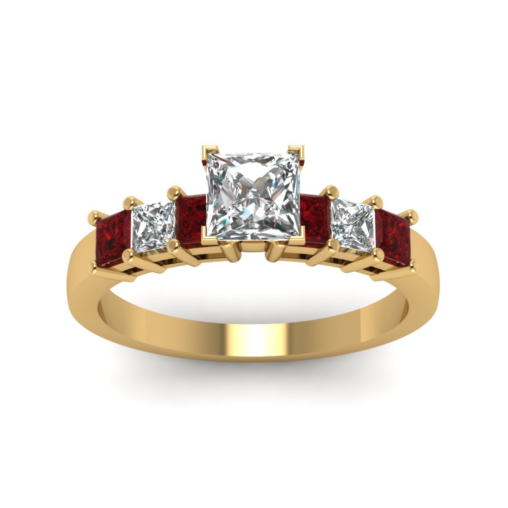 yellow-gold-princess-white-diamond-engagement-wedding-ring-with-red-ruby-in-prong-set-FDENS1027PRRGRUDRANGLE5-NL-YG