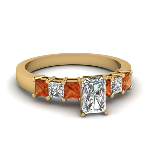 yellow-gold-radiant-white-diamond-engagement-wedding-ring-with-orange-sapphire-in-prong-set-FDENS1027RARGSAOR-NL-YG