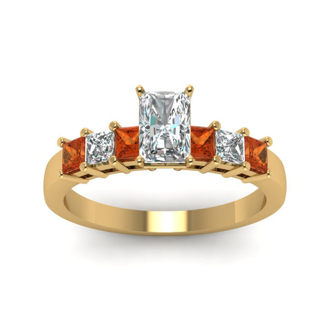 yellow-gold-radiant-white-diamond-engagement-wedding-ring-with-orange-sapphire-in-prong-set-FDENS1027RARGSAORANGLE5-NL-YG