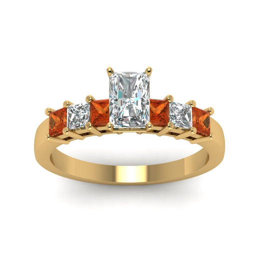 yellow-gold-radiant-white-diamond-engagement-wedding-ring-with-orange-sapphire-in-prong-set-FDENS1027RARGSAORANGLE5-NL-YG