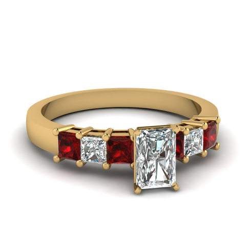 yellow-gold-radiant-white-diamond-engagement-wedding-ring-with-red-ruby-in-prong-set-FDENS1027RARGRUDR-NL-YG