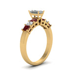 Load image into Gallery viewer, yellow-gold-radiant-white-diamond-engagement-wedding-ring-with-red-ruby-in-prong-set-FDENS1027RARGRUDRANGLE2-NL-YG_289eb0f9-3553-44f2-9467-12abc9fd9f3d
