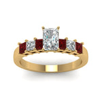 Load image into Gallery viewer, yellow-gold-radiant-white-diamond-engagement-wedding-ring-with-red-ruby-in-prong-set-FDENS1027RARGRUDRANGLE5-NL-YG_0bbfb698-3b95-40d6-adf8-ea806ea08311
