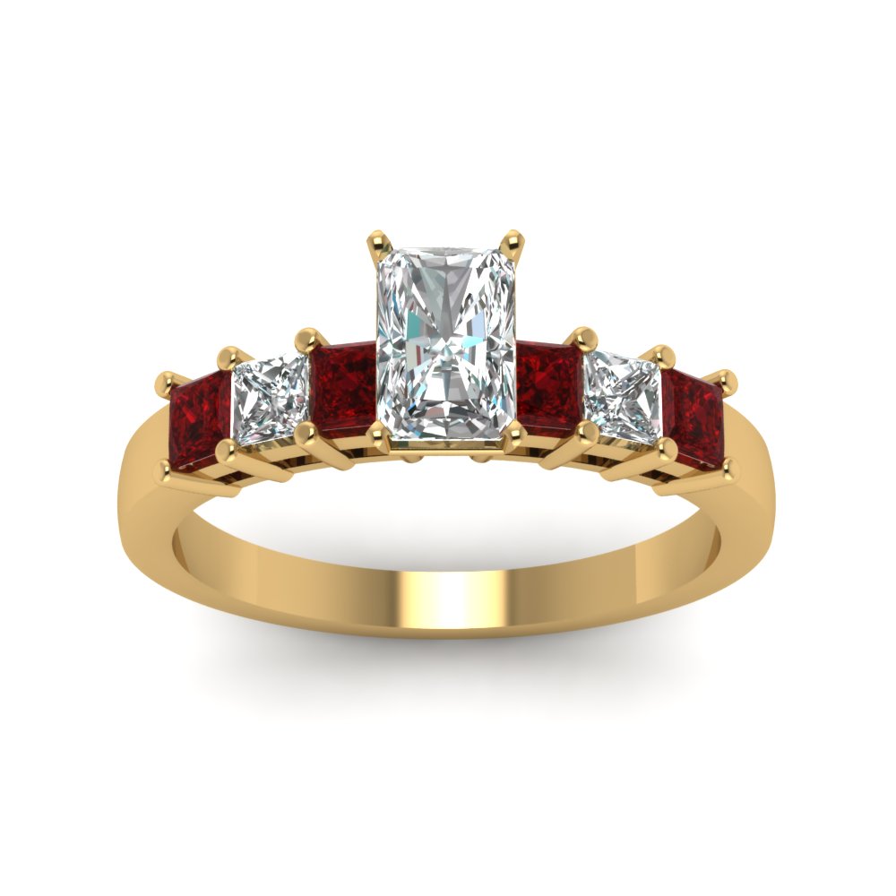 yellow-gold-radiant-white-diamond-engagement-wedding-ring-with-red-ruby-in-prong-set-FDENS1027RARGRUDRANGLE5-NL-YG