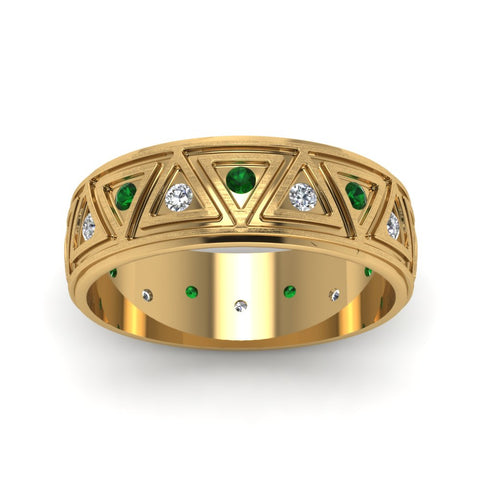 yellow-gold-round-green-emerald-mens-wedding-band-with-white-diamond-in-bezel-set-FDDB1085BGEMGRANGLE5-NL-YG.jpg
