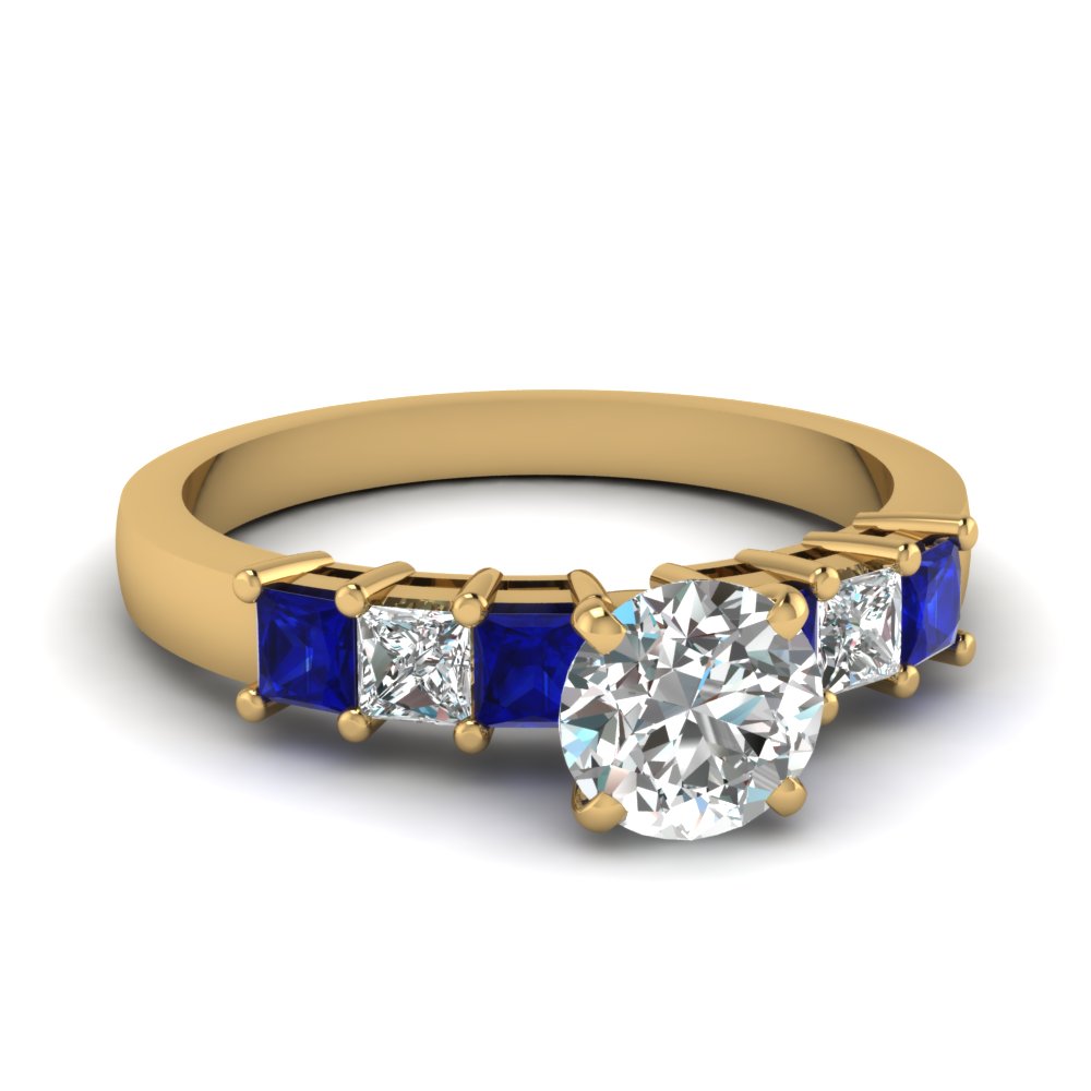 yellow-gold-round-white-diamond-engagement-wedding-ring-with-blue-sapphire-in-prong-set-FDENS1027RORGSABL-NL-YG