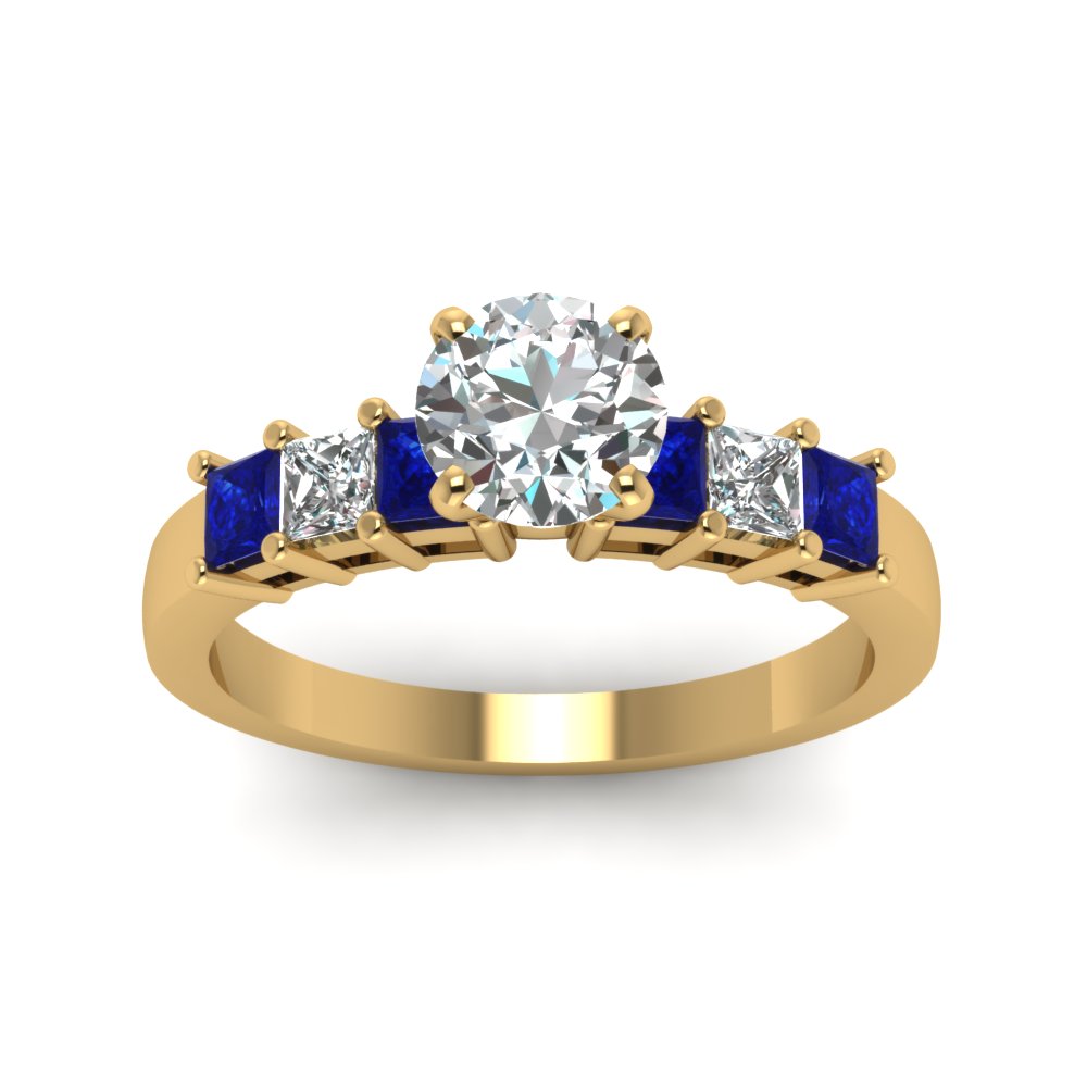 yellow-gold-round-white-diamond-engagement-wedding-ring-with-blue-sapphire-in-prong-set-FDENS1027RORGSABLANGLE5-NL-YG
